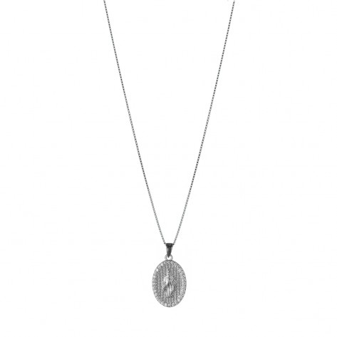 Collana con Madonna in argento con zirconi