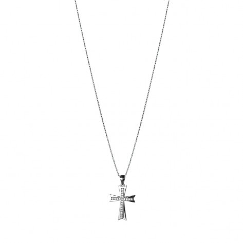 Collana con ciondolo a croce con zirconi
