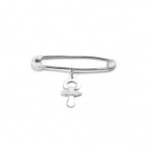 Spilla da balia con ciuccio bianco