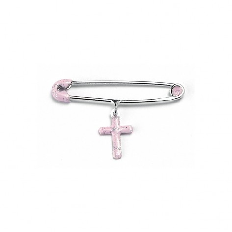 Spilla da balia con croce rosa
