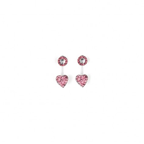 Orecchini con zirconi rosa a forma di cuore con cerchio