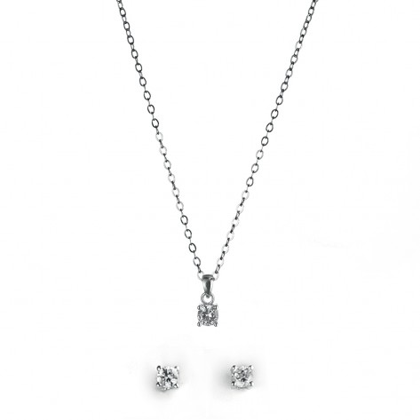 Parure collana e orecchini con zirconi