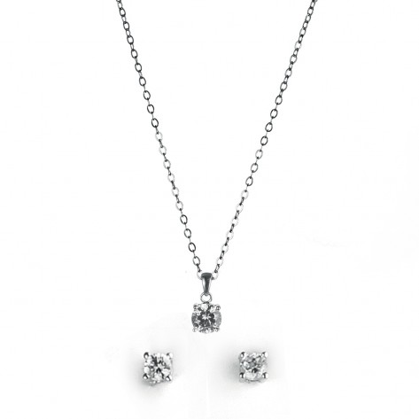 Parure collana e orecchini con zirconi