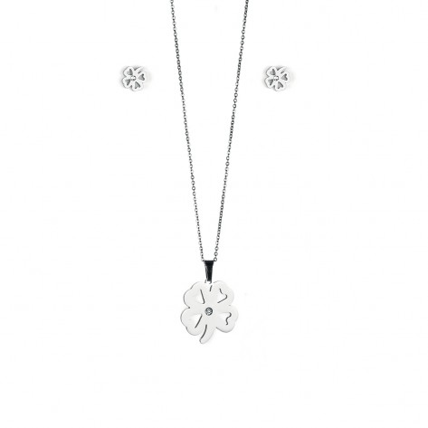 Parure collana con ciondolo e orecchini a forma di fiore