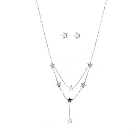 Parure collana multifilo e orecchini con stelle