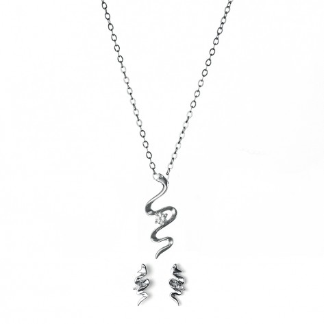 Parure collana e orecchini con onda con zirconi