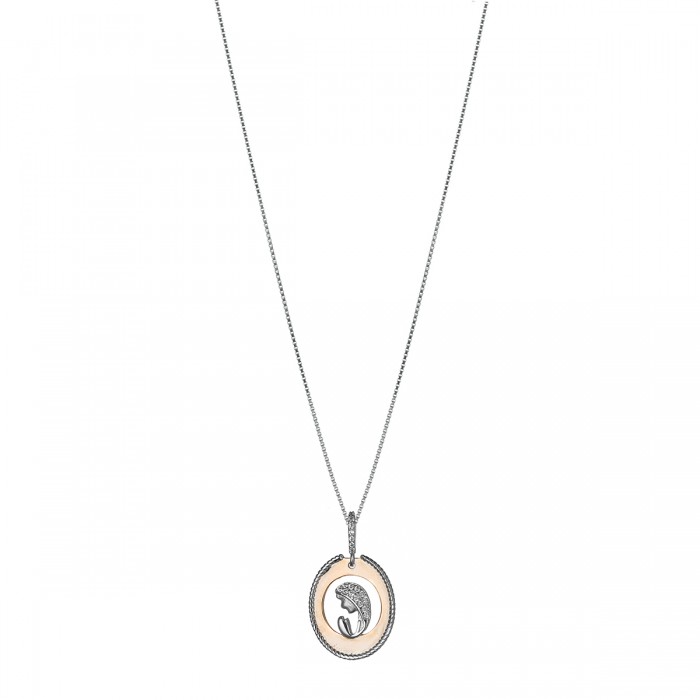 Collana Angelo Portafortuna In Acciaio Inox JewelryWe: Ciondolo 3,2 Cm, Catena 45 Cm - Argento