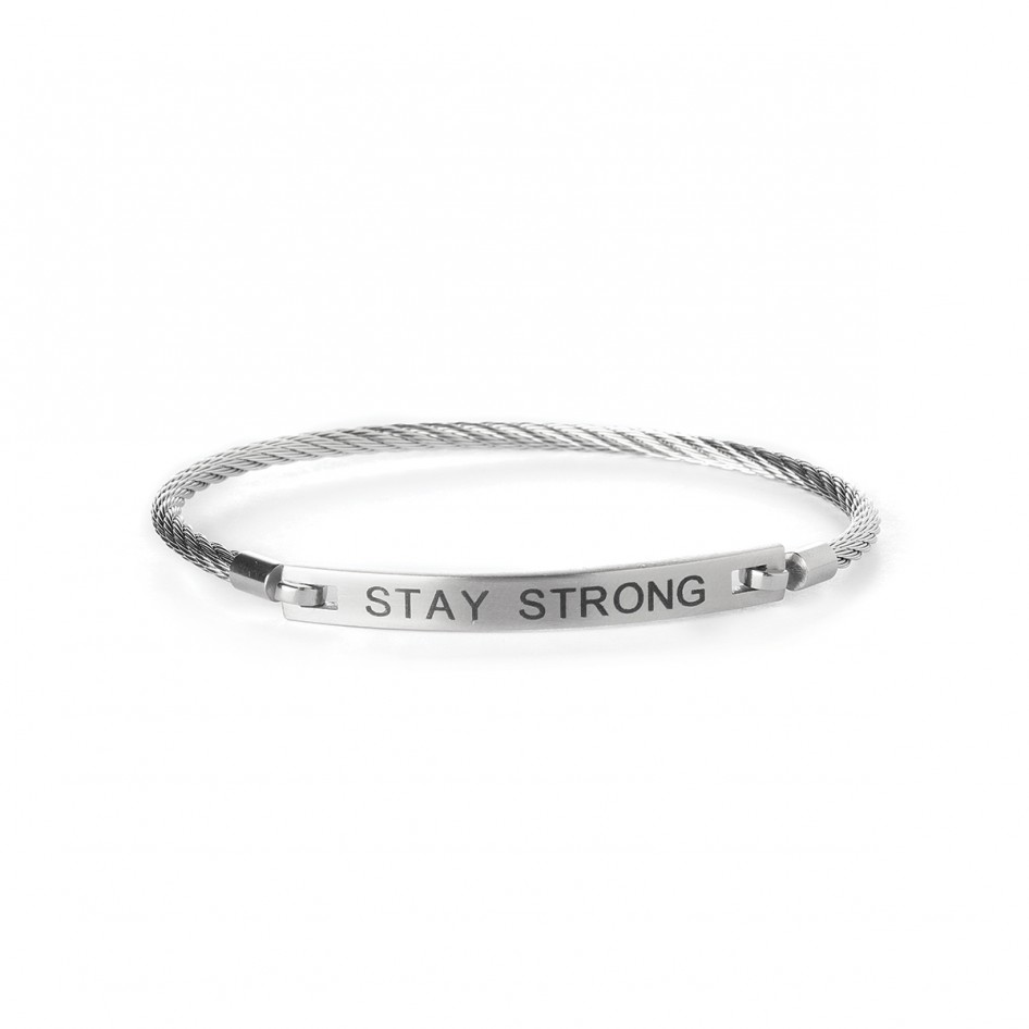 Bracciale Rigido Donna Kistanio Con Incisione “Stay Strong” – Acciaio Chirurgico 316L, Oro/Antracite - 2