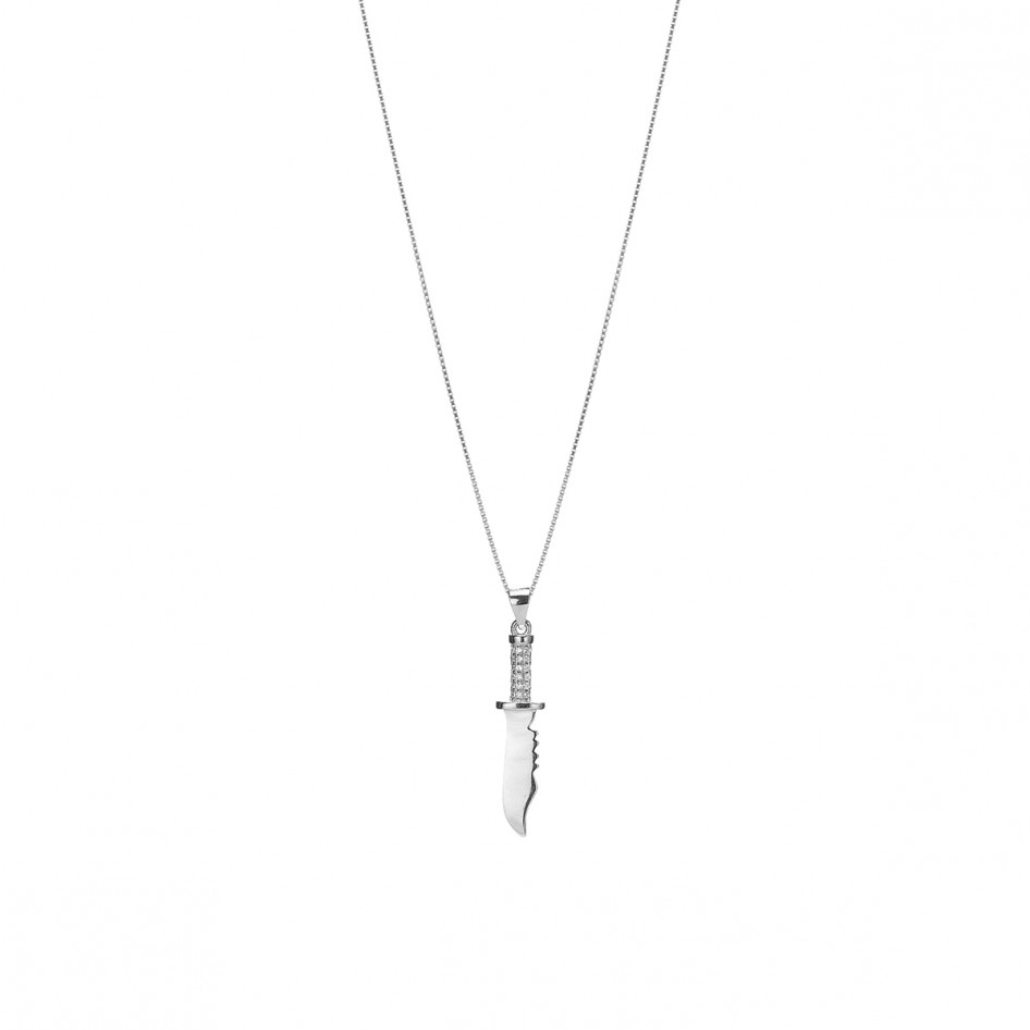 Collana con pendente Ciondolo STEEL KNIFE UOMO Moda Idea Regalo Fashion NERO