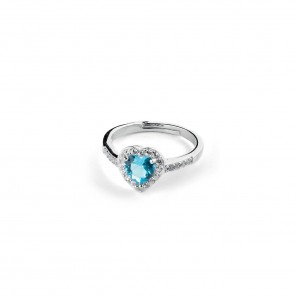 Anello regolabile con zircone a cuore azzurro
