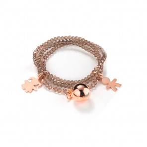 Bracciale in cristallo fumè con charms dorati