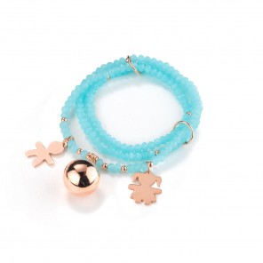 Bracciale in cristallo azzurro con charms dorati