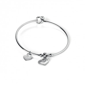 Bracciale rigido con charms a forma di cuori