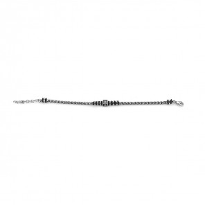 Bracciale in ematite e acciaio con cubo con ancora