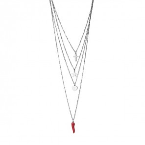 Collana multifilo con pendenti e cornetto