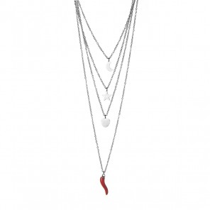 Collana multifilo con pendenti e cornetto