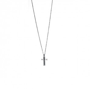 Collana con ciondolo a croce con cilindro antracite