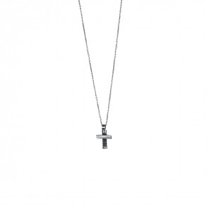 Collana con ciondolo a croce con filettatura e triangolo