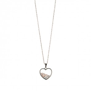 Collana con ciondolo trasparente a forma di cuore con zirconi viola