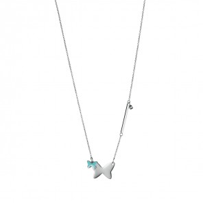 Collana con farfalle in acciaio e turchese