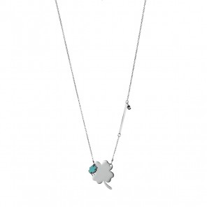 Collana con cuori in acciaio e turchese