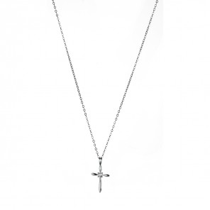 Collana con croce piccola lineare ricoperta da zirconi