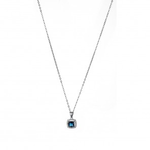 Collana con zircone quadrato blu