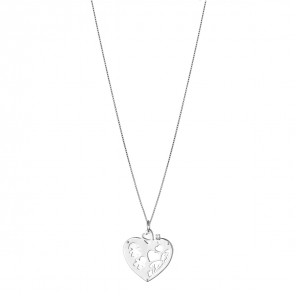 Collana con ciondolo a forma di cuore traforato con scritta mamma