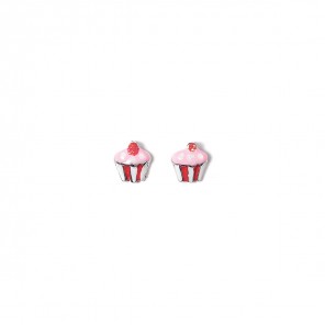 Orecchini a lobo a forma di cup cake rossi e bianchi