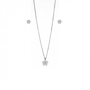 Parure collana con ciondolo e orecchini a forma di fiore