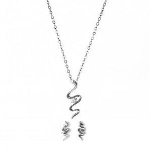 Parure collana e orecchini con onda con zirconi