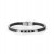 Bracciale in cuio nero con rose dei venti in acciaio