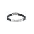 Bracciale in ecopelle nera e acciaio con linea a s e zircone