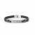 Bracciale in vero cuoio nero con piastra in acciaio con croci in rilievo
